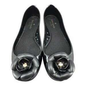 Kate Spade Womens Shoes Jelly Camilla 9 Flower Black Ballerina Ballet Flats